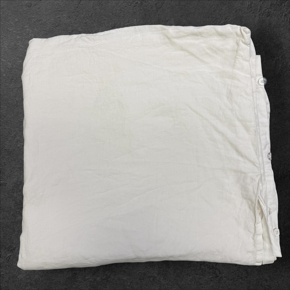 West Elm White 100% Belgian Flax Linen Duvet Cover Full Queen 88x92
